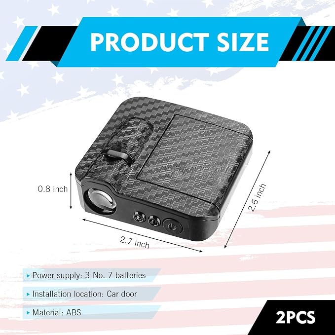 Car Door Lights Logo Projector, Vehicle Auto-sensing HD Projection Device, ABS Carbon Fiber Texture LED Courtesy Lights Decoration, Universal for Most Vehicles (Black)