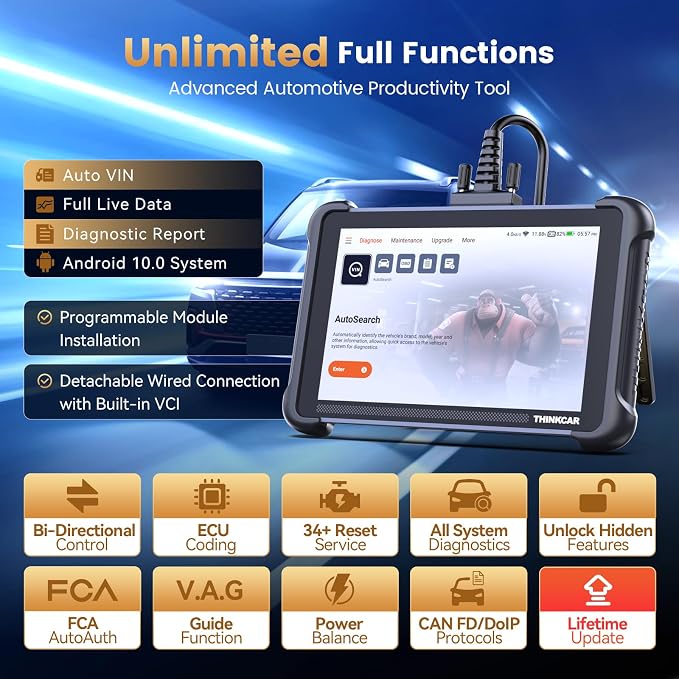 THINKCAR THINKSCAN 689 Bidirectional Scan Tool, Full System OBD2 Scanner Diagnostic Tool with 3000+ Active Test, ECU Coding, 34+ Reset, PMI, CANFD/DOIP, FCA AutoAuth, Lifetime Free Update