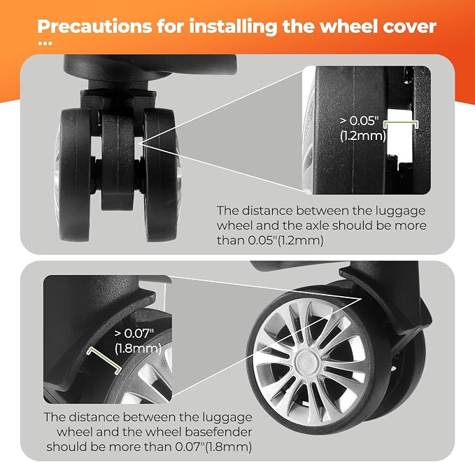 8Pcs Luggage Wheel Covers, Travel Accessories (Gradient Warm Orange) | Wear-resistant & anti-noise silicone covers. Fits 2-2.4" wheels. Protects suitcase wheels. Travel essential for suitcases