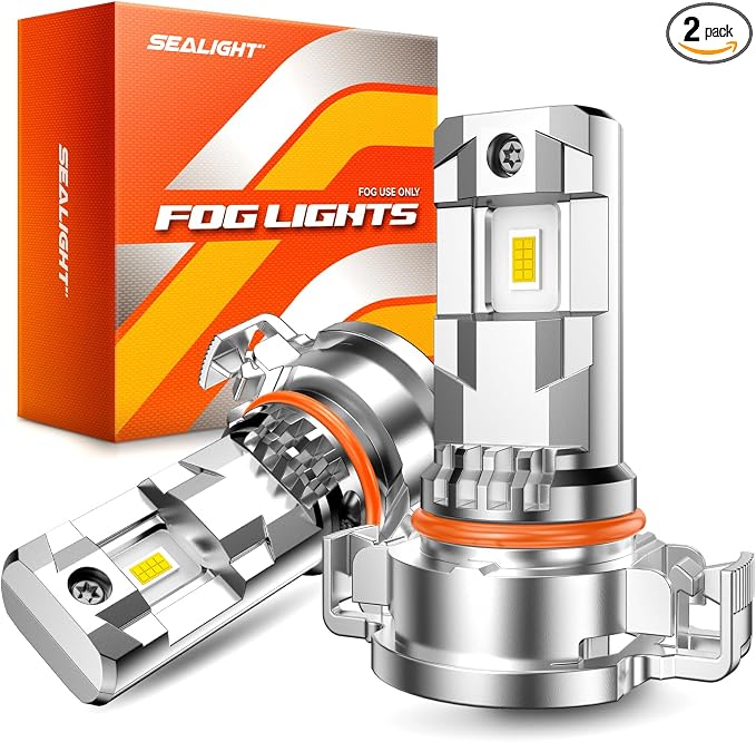 SEALIGHT 2504/5202 LED Fog Light Bulbs, 17000LM 800% Upgrade 5201 5202 PS24W, PSX24W 2504 LED Fog Lights 6500K, Long-Lasting Fog Lights, RV Clearance Light Marker Light, 1:1 Size Compact Design