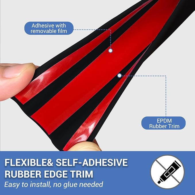 Rubber Edge Trim, Self-Adhesive Flexible Edge Guard, U Shaped Edge Banding, Peel and Stick 2-1/2"(63mm) Wide Size U Shaped Protector, Baby Proof Guards for Wood, Furniture, 20Ft