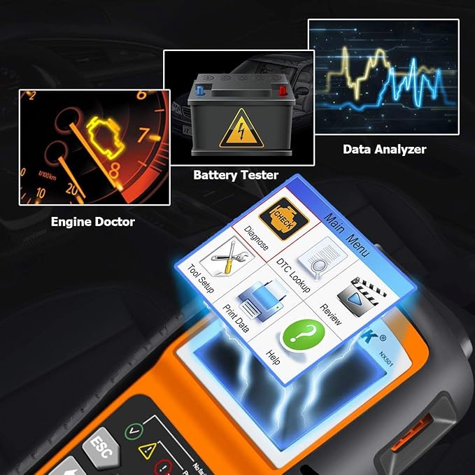 NEXPEAK NX501 OBD2 Scanner Enhanced Code Reader for All Post-1996 Vehicles | Professional OBD2 scanner reads/clears engine codes, monitors battery, 10 modes & live data on color screen，plug and play