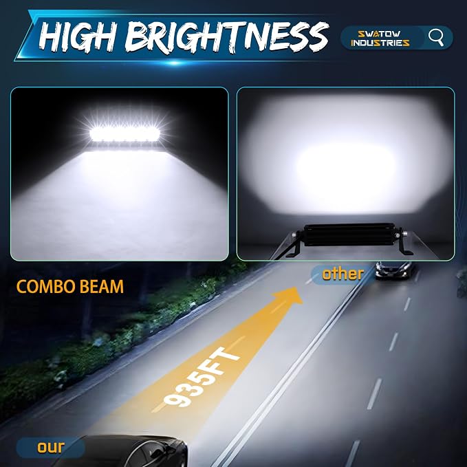 8 Inch Light Bar Slim Screwless 8" Single Row LED Light Bar Spot Flood Offroad Driving Lights Bumper Mount for ATV UTV Dirt Bike Truck Pickup Wrangler F150