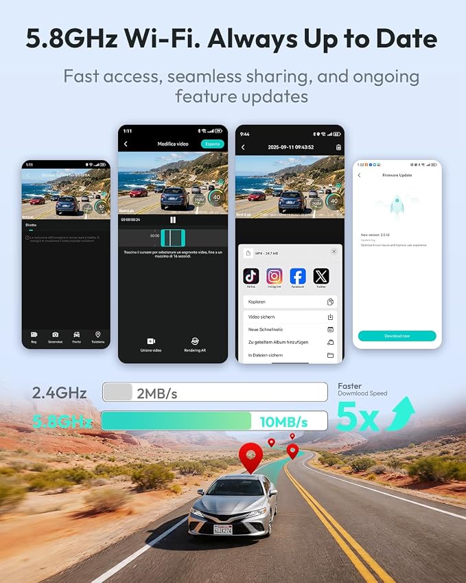 BOTSLAB G300 Plus 4K Dual Dash Cam Front and Rear [2026 Upgraded], STARVIS 2 Sensor, 64GB Card Included, Voice Control, 5GHz WiFi Dashcam Front and Rear Camera, GPS,WDR Night Vision,24H Parking Mode