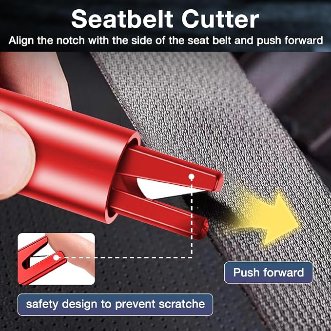 MOTORBUDDY Window Breaker Seatbelt Cutter, Car Window Breaker Tool, Emergency Glass Breaker and Auto Escape Tool，Car Accessories for Women