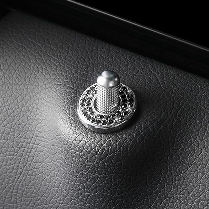 Osilly 4 Pcs Bling Car Inner Door Lock Covers, Crystal Pull Rod Bolt Stickers, Sparkly Rhinestones Auto Door Bolt Decorations, Vehicle Lock Pin Cap Decors for C Class C200L GLC260 C260L (Black)