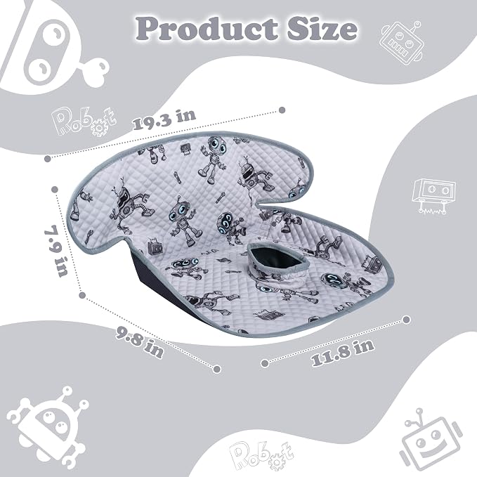Babenest Car Seat Potty Protector Cover -Waterproof Carseat Training Liner for Baby &Toddler Shower Gift, Dry Piddle Pee Pad with Fun Designs for Strollers & Infant Car Seats (1pc Robot-Grey)