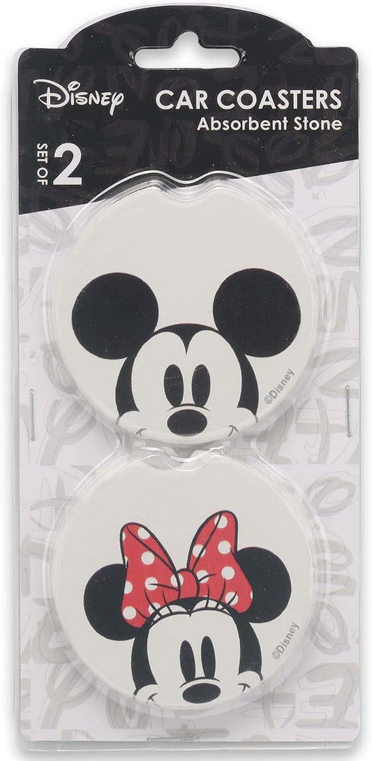 Disney Mickey Mouse and Minnie Mouse Ceramic Car Coasters | Fun Auto Coasters, Set of 2 for Car or Truck