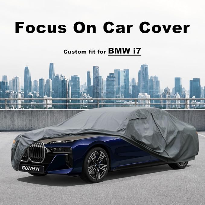 GUNHYI Premium Car Cover Custom Fit BMW i7, 16 Layers Heavy Duty Car Cover Waterproof All Weather with Zipper Door for Sun Rain Snow Dust Uv Protection