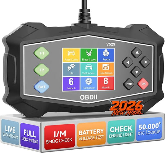 Enhanced OBD2 Scanner Diagnostic Tool - Check Engine Code Reader with Battery Tester, EVAP, Live Data, Mode 6/8, Professional Car Scan Tool with Freeze Frame, DTC Lookup for All OBDII Vehicles 1996+