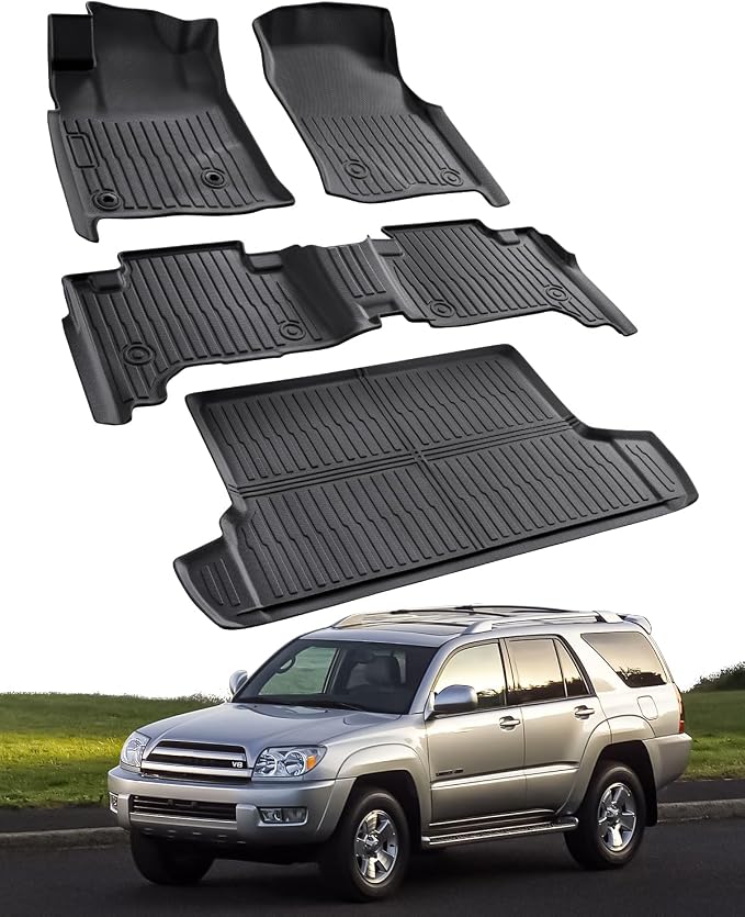 Car Floor Mats for Toyota 4Runner: 2003-2009 (4th Gen) Cargo Trunk Liner, All Weather Accessories Rubber Carpet Custom Fit for Toyota 4 Runner 2003 2004 2005 2006 2007 2008 2009 SUV (Only 5 Seat Model