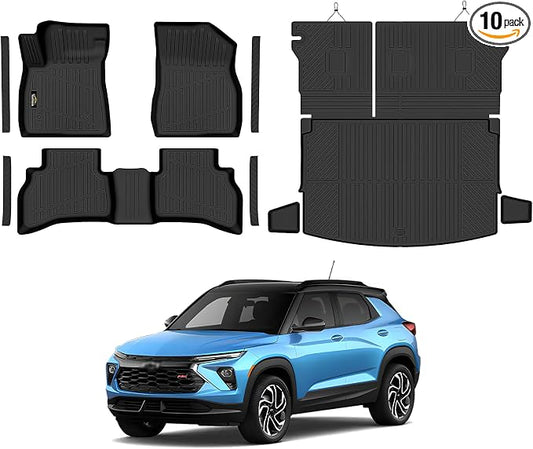 Floor Mats Custom Fit for Chevy Trailblazer AWD 2021-2025 2026 Trunk Mat with Backrest Mat All Weather TPE Cargo Liner Full Set for Chevrolet Trailblazer Accessories,Black (Upper Cargo Floor Mat