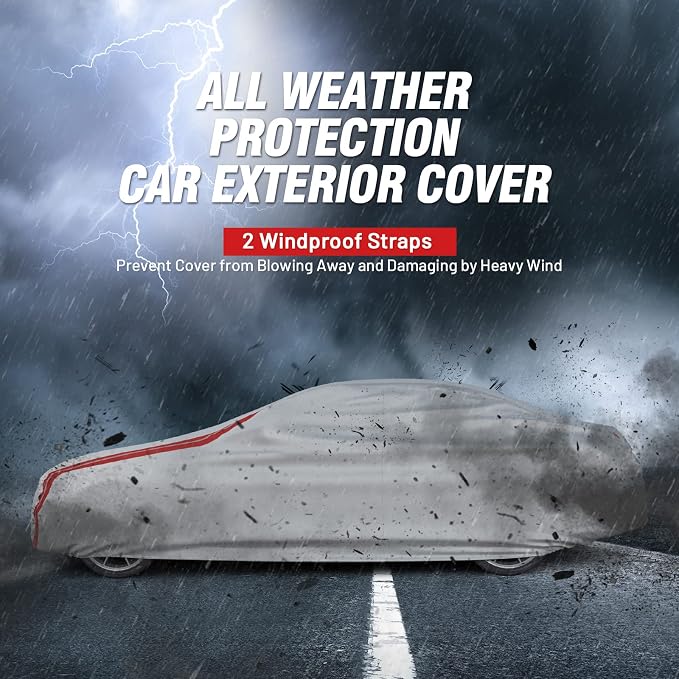 Car Cover Custom Fit for Toyota Corolla 1996-2026, Honda Civic 1991-2026 | Car Cover Waterproof Outdoor Heavy Duty Windproof Car Tarp with Reflective Strips All Weather Snow Sun UV Protection
