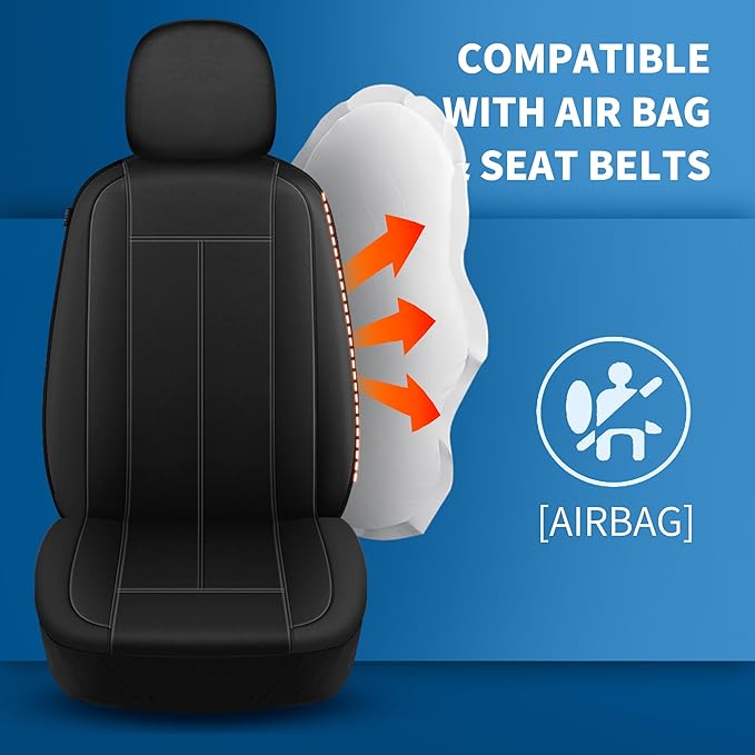 HChengkikz 2 Pack Front Neoprene Car Seat Covers | Waterproof Comfortable Seat Protectors, Airbag Compatible Universal Fit for Sedans, SUVs, Trucks, Vans