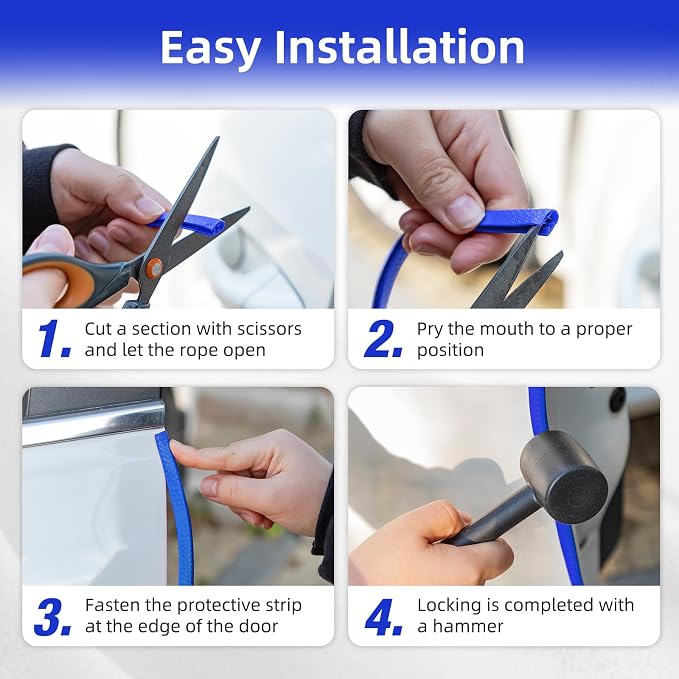 SINGARO 49Ft (15M) Car Door Edge Guard, No Glue Car Door Entry Guard Protective Strip, Rubber Edge Trim Car Door Protector, Applicable to Car, Truck, SUV and ATV, Car Exterior Accessories（Blue）