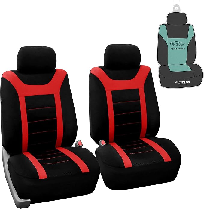 FH Group Car Seat Covers Sports Seat Covers Front Seats Only, Airbag Compatible Red Black Automotive Seat Cover Combo Small Car Seat Cover Design Universal Fit Interior Accessories Cars Trucks SUVs