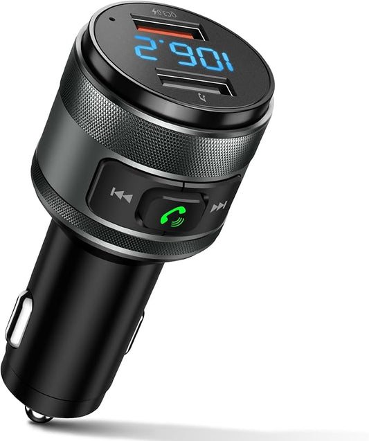 IMDEN Bluetooth 6.0 FM Transmitter for Car, MP3 Music Player Wireless Radio Adapter Kit with QC 3.0 Fast Charger, Hands-Free Calling, Supports USB Drive for 12V/24V Vehicles