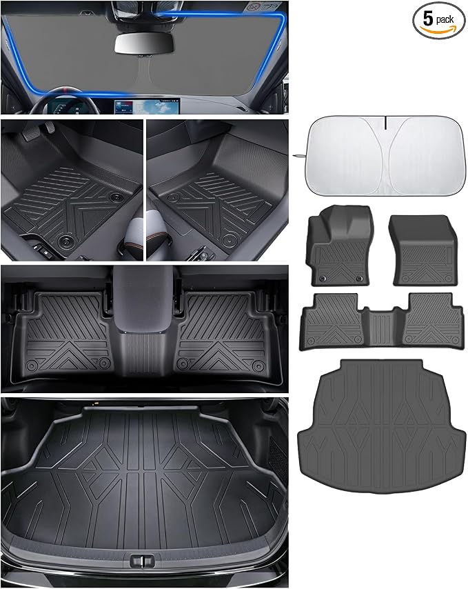 Floor Mats for Toyota Corolla 2020-2025 2026, All Weather Protection Custom Floor Mats Trunk Cargo and Car Windshield Cover Set for Toyota Corolla Accessories,Car Floor Liners Set