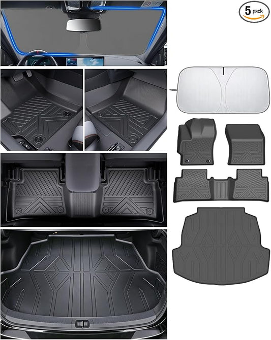 Floor Mats for Toyota Corolla 2020-2025 2026, All Weather Protection Custom Floor Mats Trunk Cargo and Car Windshield Cover Set for Toyota Corolla Accessories,Car Floor Liners Set