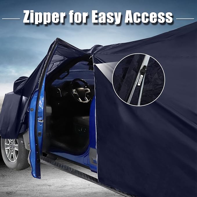 X AUTOHAUX SUV Car Cover for Chevrolet Tahoe 4 Door 2007-2024 Outdoor Waterproof Sun Rain Dust Wind Snow Protection 190T PU W/Driver Door Zipper Navy Blue