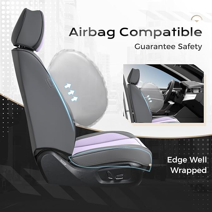 Coverado Car Seat Covers, Seat Covers for Cars, Waterproof Leather Auto Seat Protectors, Leather Car Seat Cushion, Car Interiors Accessories Universal Fit for Most Cars
