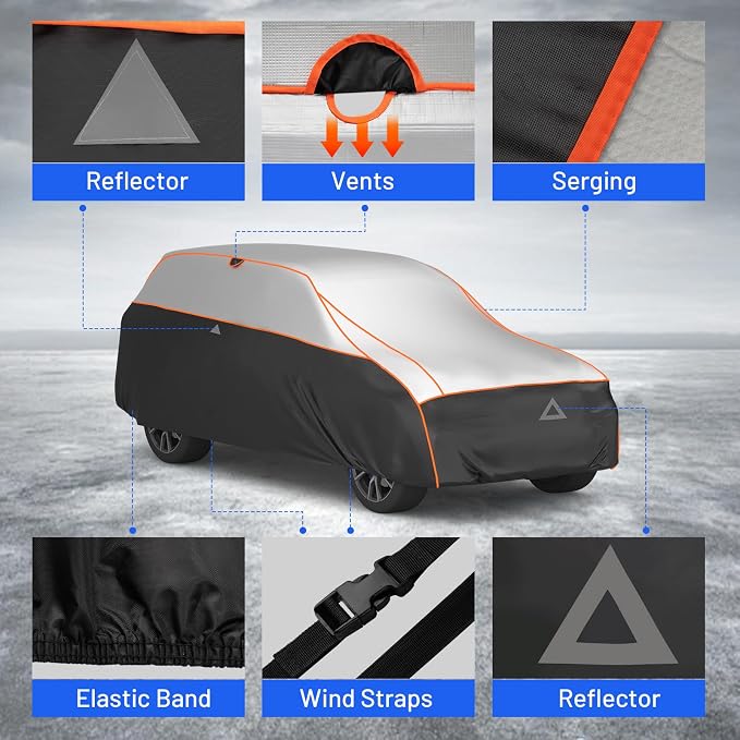 Favoto Hail Protector Car Cover Waterproof SUV Car Cover | Hail Snow Rain Protection Padded Outdoor Heavy Duty with Reflective Strips Full Exterior Cover Fit for SUVs up to 198"