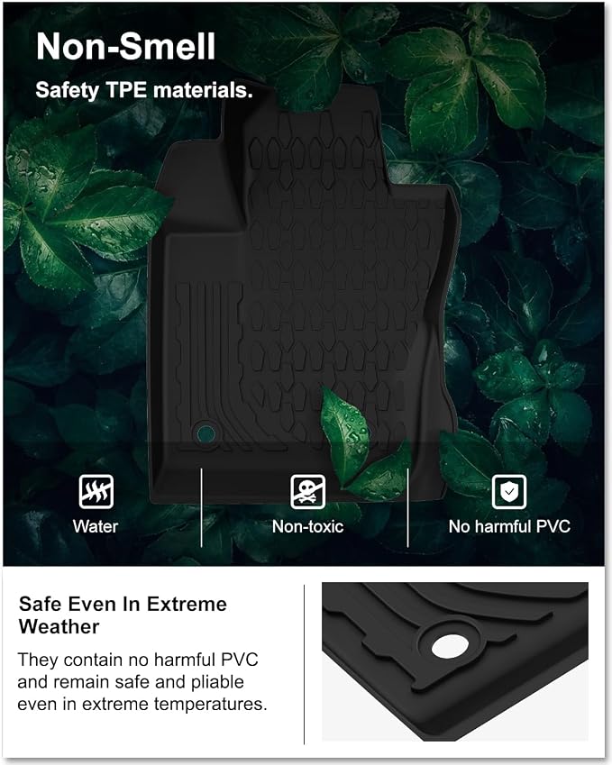 Kiwi Master Floor Mats & Cargo Mat for 2017-2026 Jeep Compass | OEM Replacement ‎82214651 ‎82214666, Custom Fit All Weather Car Mat, Heavy Duty TPE Floor Liners, Front Rear Trunk Set, Black