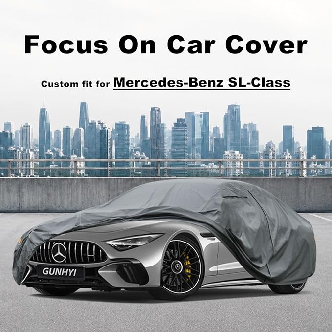 GUNHYI Premium Car Cover Custom Fit Mercedes-Benz SL-Class, 16 Layers Heavy Duty Car Cover Waterproof All Weather with Zipper Door for Sun Rain Snow Dust Uv Protection