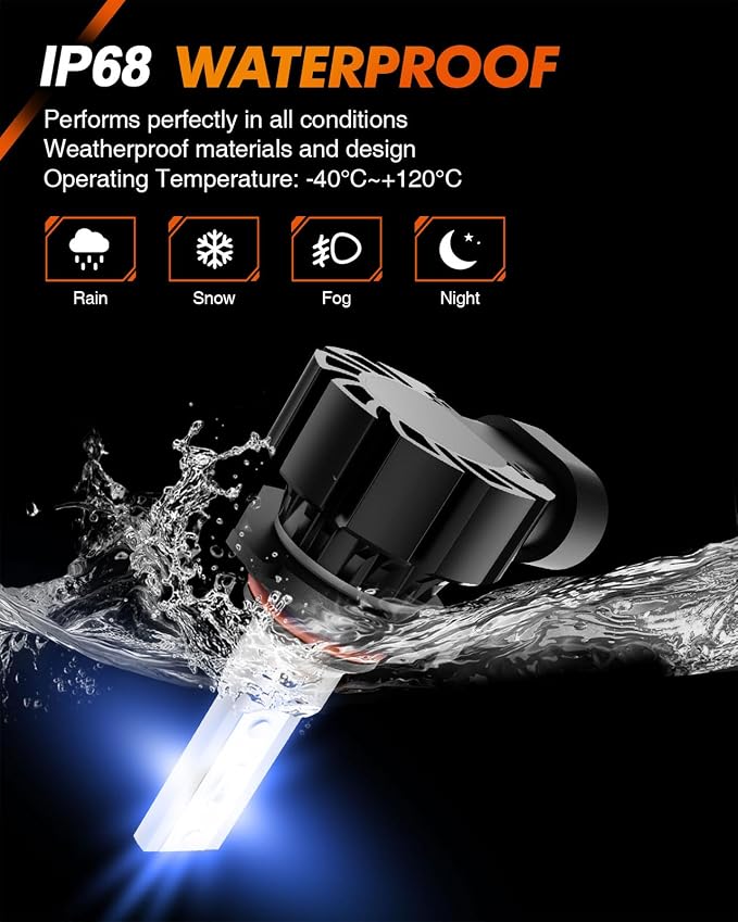 SEALIGHT 9145 H10 LED Fog Light Bulbs Bule, 13,000 LM 6500K Cool White H10 Led Bulb, 1:1 Size 9040 9140 9145 Led Fog Lights Bulbs for Cars, Plug & Play, 2 Pack