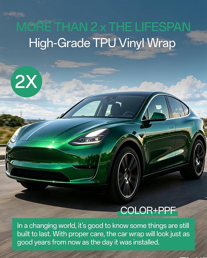 PPF, Dry Apply TPU PPF Vinyl Car Wrap Roll 1ft x 5ft, Paint Protection Vinyl Film (Sand Green)