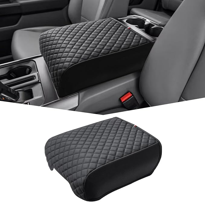 Center Console Cushion for 2021-2025 2026 Ford F150 PU Leather Armrest Interior Accessories, Customized Anti-Scratch Leather Armrest Lid Protector Pad (Bucket Seat Only)