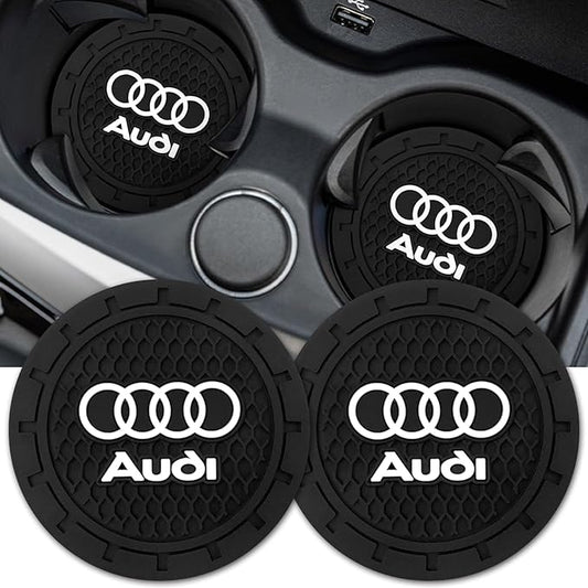 Car Cup Holder Coaster for Audi Recessed Silicone Cupholder Coaster Interior Accessories 2.75in 2Pieces Black