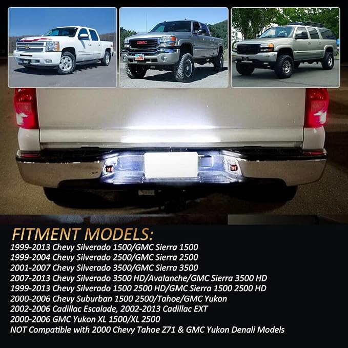 D-Lumina Red OLED Neon Tube Chrome LED License Plate Light Assembly Fit Chevy Silverado GMC Sierra 1500 2500 3500 Suburban Tahoe Yukon XL Cadillac Escalade EXT, Rear Tag Lamp 6000K White 2-Pieces
