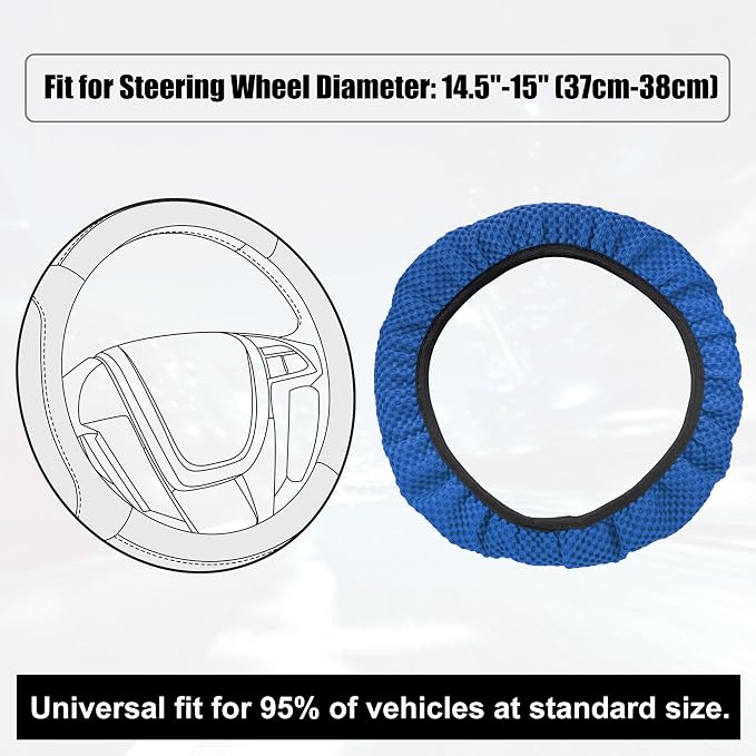 X AUTOHAUX Steering Wheel Cover Universal Elastic Stretch Antislip Breathable Microfiber Ice Silk Interior Trim Wheel Protector for Car Truck SUV Blue