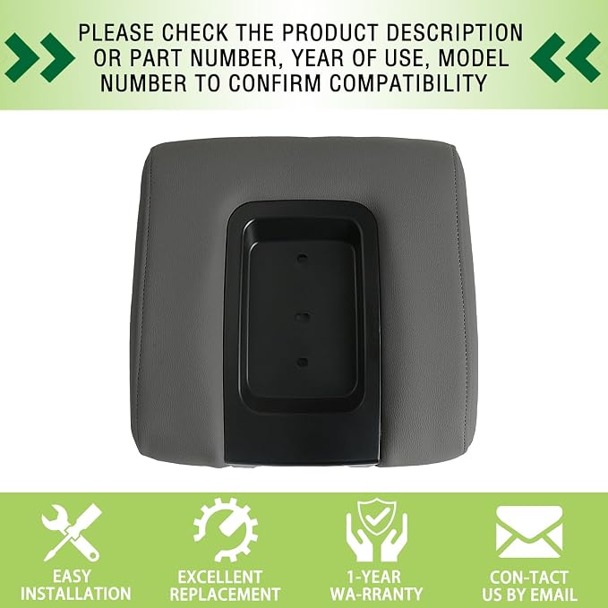 Front Seat Center Console Armrest Lid Gray Compatible with 2014-2019 Chevrolet Chevy Silverado Suburban Tahoe GMC Sierra Yukon XL Replaces 22881398