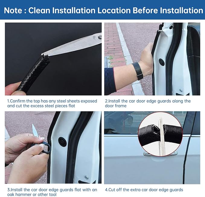 Car Door Edge Guards 64Ft(20M) Universal Rubber U Shape Edge Trim Car Door Protector Edge Guards Rubber Seal Protector for Most Car Rucks SUV Installation, No Glue Required, Black