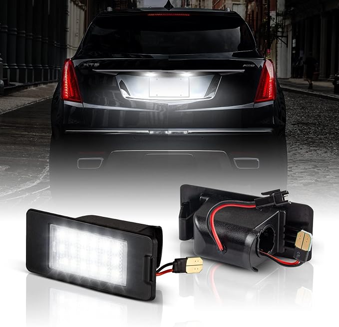 POPMOTORZ LED License Plate Lights, 18 SMD LED License Tag Lamp Compatible with 2015-2020 Chevy Tahoe Suburban Malibu Escalade ATS GMC Yukon Yukon XL, 6000K White, Pack of 2