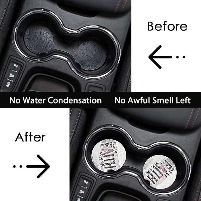 2 Pack Christian Car Cup Holder Coasters Universal Neoprene Coasters | 2.75" Universal Size Anti Slip Rubber Mat, Auto Cup Holder Accessories for SUV Truck, Walk by Faith Gifts for Women Men