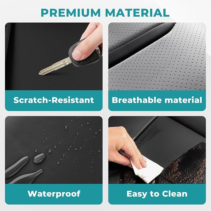 Universal Car Seat Covers for SUVs Sedans Trucks BlackGrey | universal fit, faux leather, waterproof, breathable, stain/scratch resistant, airbag compatible, anti-slip, easy install