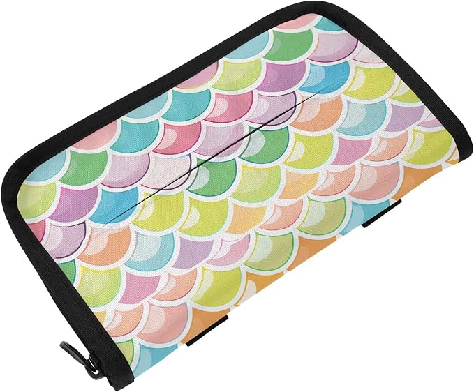 Car Tissue Holder Car Napkin Holder Tissue Box Dispenser Storage Case Sun Visor Mask Holder Accessories with Adjustable Straps Reusable Refillable Bright Multicolor Mermaid Scale