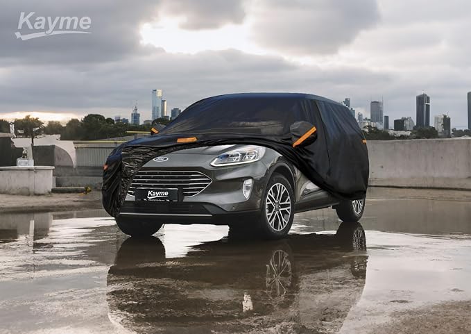 Kayme 7 Layers SUV Car Cover Custom Fit for Ford Escape (2000-2025) Waterproof All Weather for Automobiles, Outdoor Full Cover Rain Sun UV Protection.Black
