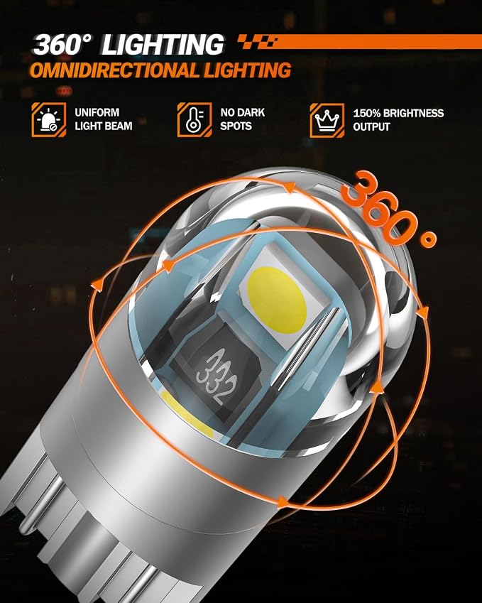 SEALIGHT 194 LED Bulb 6000K White, License Plate Light, Dome Light, T10 168 2825 W5W 3030 Bright Chips Wedge for Replacement Light Bulb, Map Trunk Door Courtesy Dash LED Light Bulb,Pack of 2