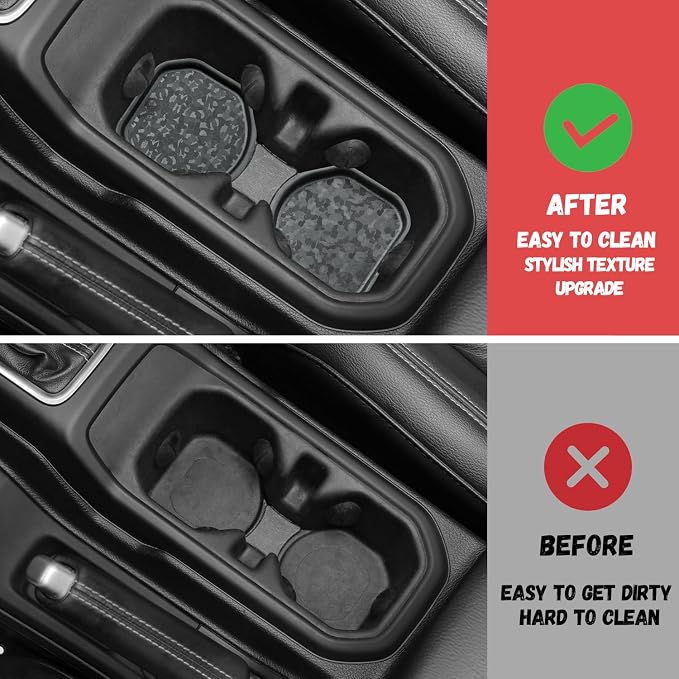 Cup Holder Coaster for Wrangler JL JLU 4XE 2018-2026 & Gladiator JT 2020-2026, Jeep Cup Holder Inserts, Original Exterior Design, Jeep Wrangler Accessories (2-pcs Set), Exclusive Patented Appearance