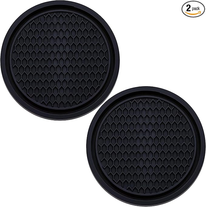 2PCS Car Cup Holder Coaster, Universal Auto Non-Slip Cup Holder Coaster, 2.75In Universal Non-Slip Recessed Car Interior Accessories (Black)