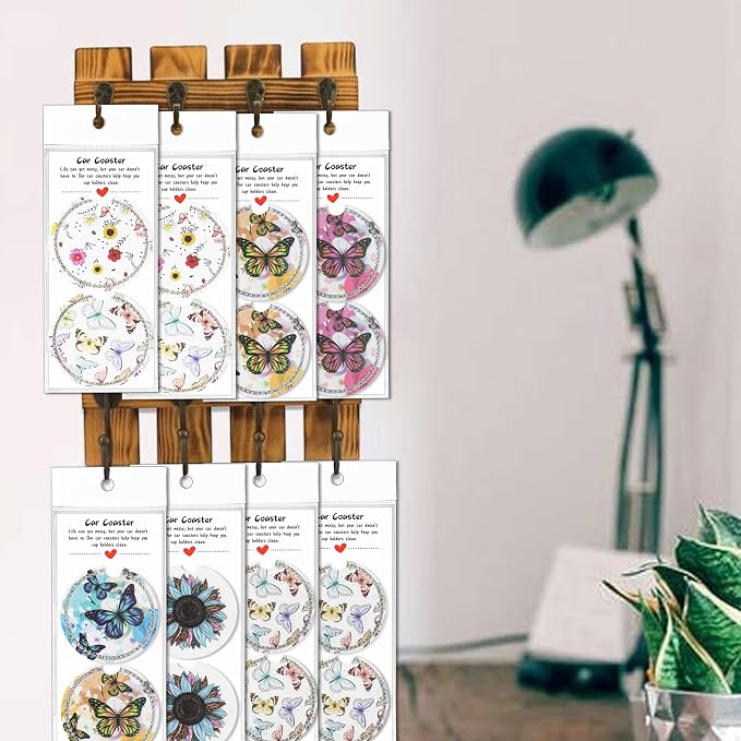 100PCS Car Coasters Packaging for Selling, Sublimation Blanks Car Coaster | Sublimation Display Card Set with Bags and Cards 6.8 x 2.9 Inch,Heat Press Machines Accessories(White)
