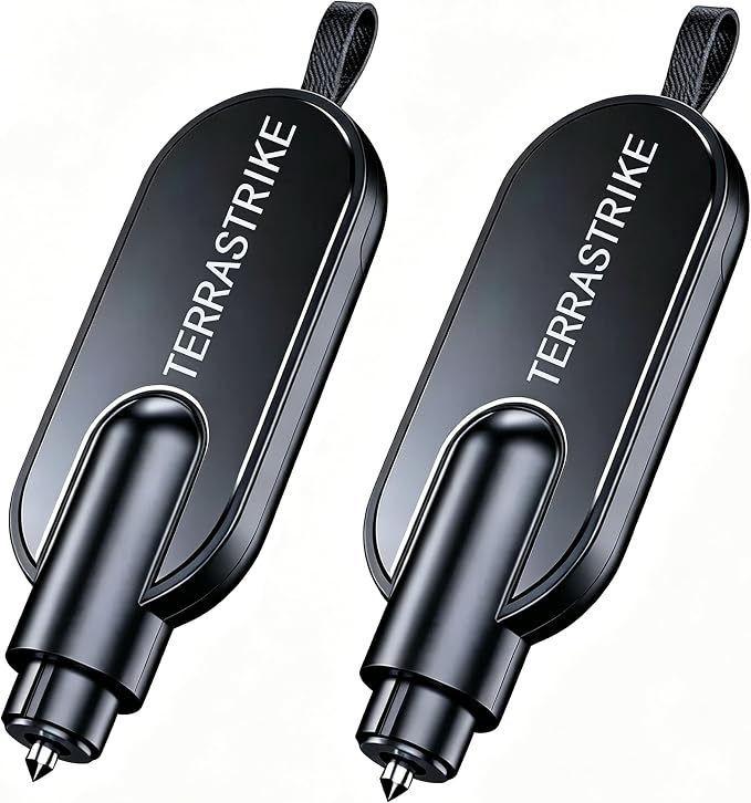 Tool,2026 New Underwater Operable Car Glass Breaker and Concealed Seat Belt Cutting Tool, Auto Crash Survival Safety Device, 2 Pack Car Emergency Accessory (Black)