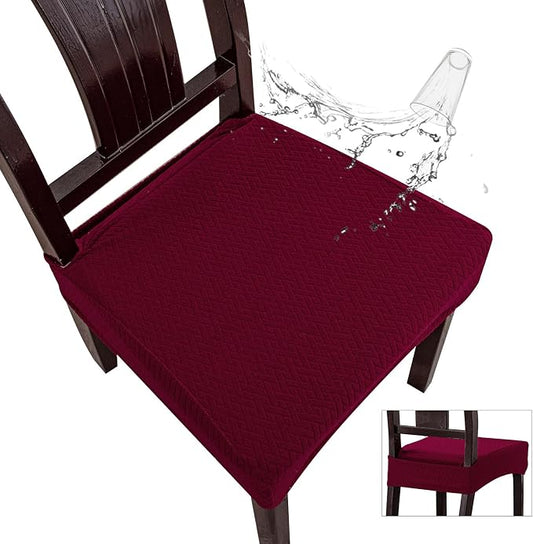 Genina Waterproof Seat Covers for Dining Room Chair Covers Set of 8, Stretch Jacquard Kitchen Parson Chair Slipcover Protector