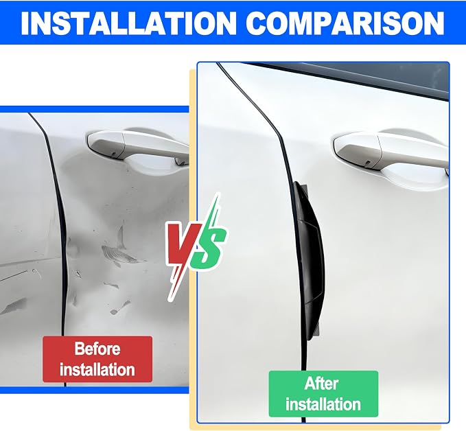 Set of 4 Pieces Universal Car Door Edge Guards Heavy Duty Anti-Collision Strips with Self-Adhesive Door Protector for Cars SUVs Trucks Black