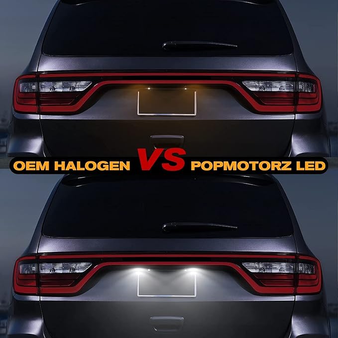 POPMOTORZ 2Pcs LED License Plate Light Lamps Rear Tag Light Assembly For 2014 2015 2016 2017 2018 2019 2020 2021 2022 2023 Dodge Durango Tag Lights For License Plate White Clear Lens