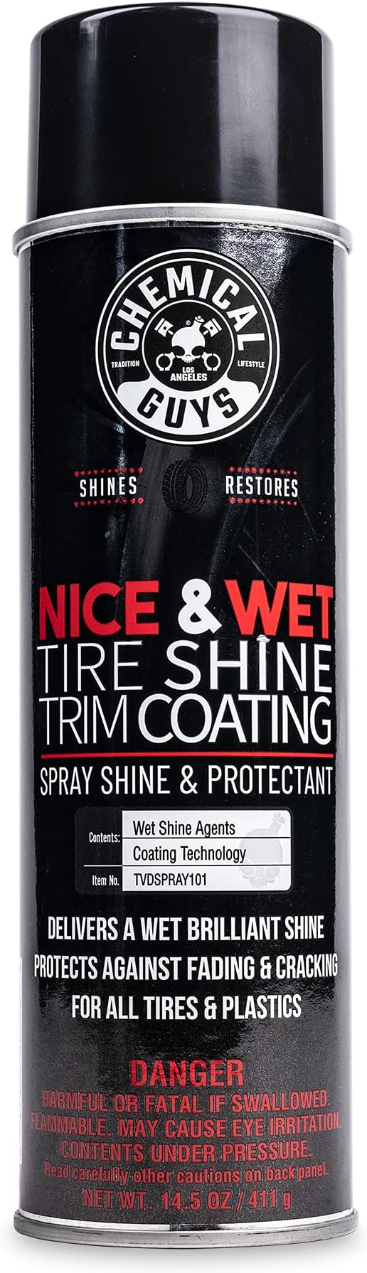 Chemical Guys, Nice & Wet Tire Shine Coating for Rubber & Trim, 14.5 oz | For rubber, plastic, and vinyl, on cars, trucks, SUVs, motorcycles, and RVs, water-based tire and trim coating